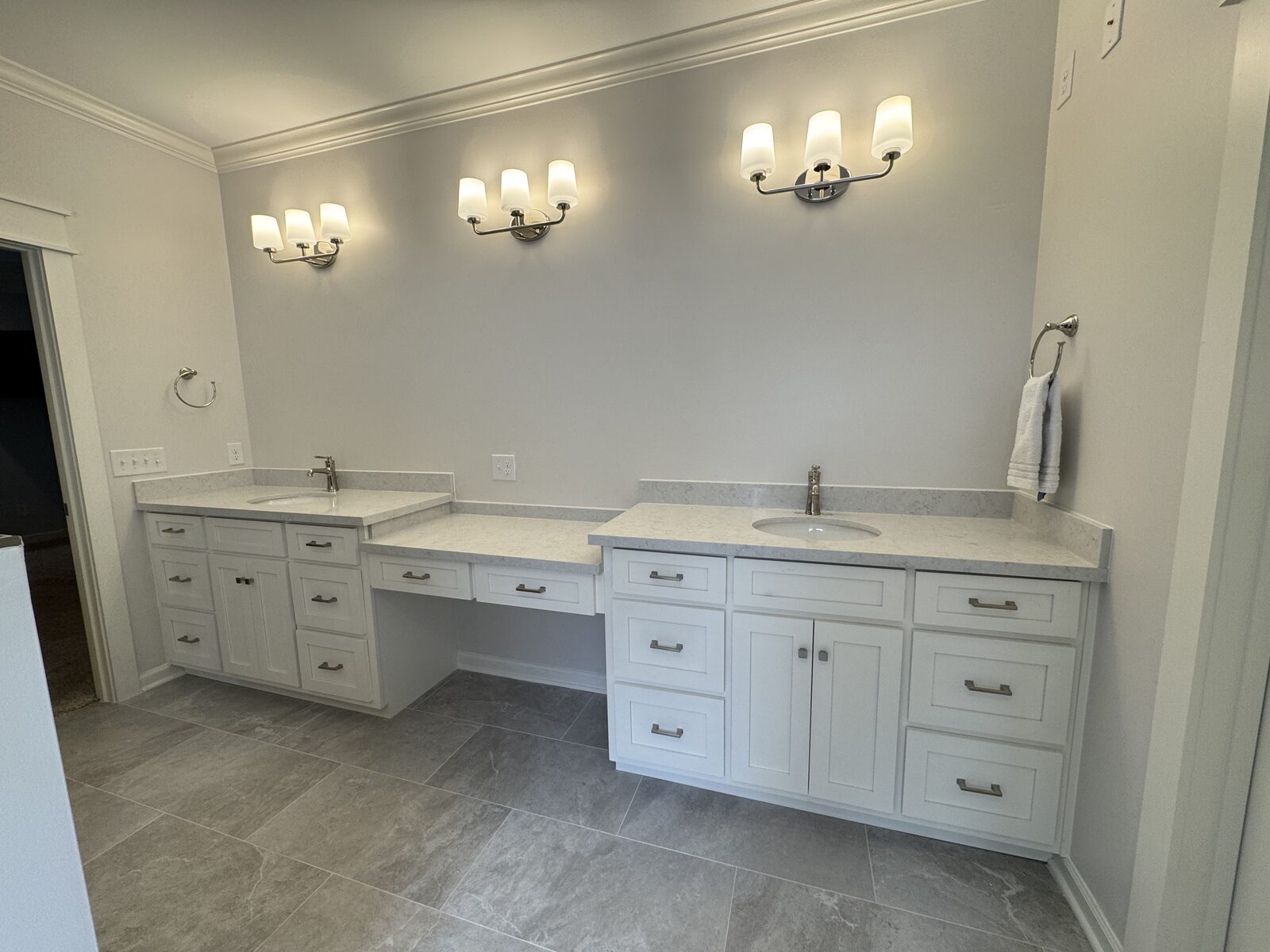 White Split Double Vanity