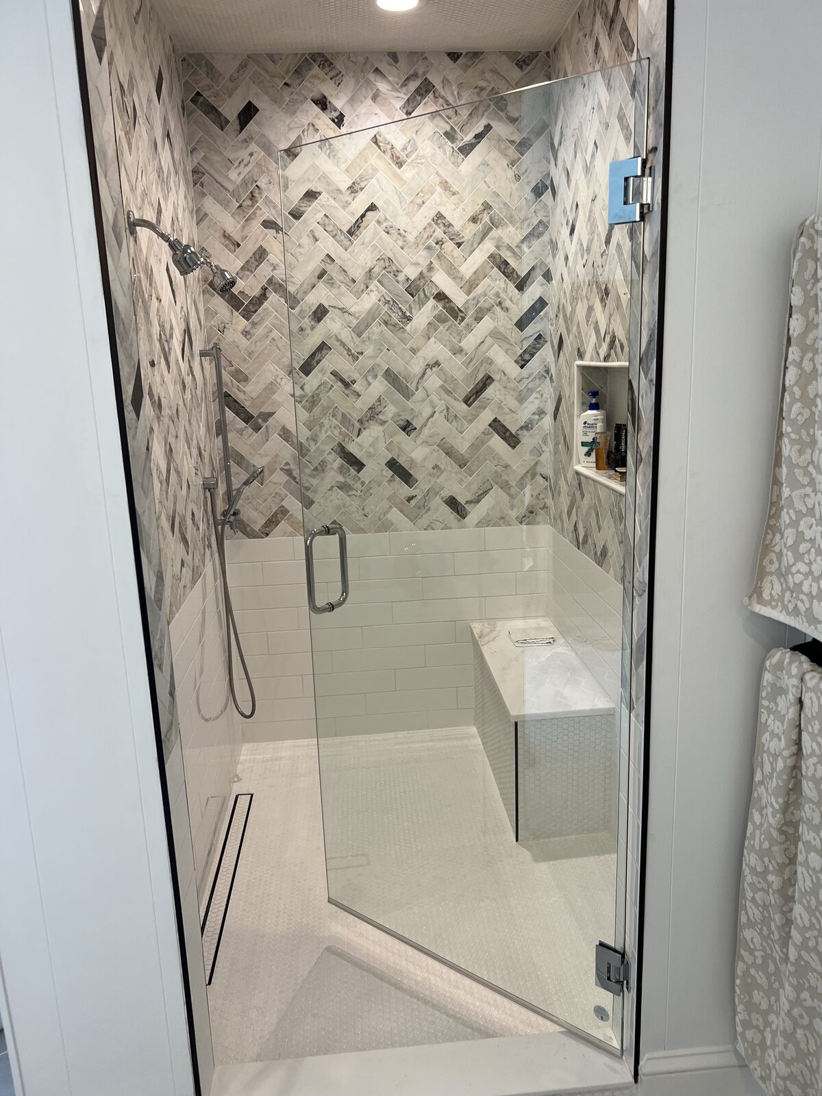 Herringbone Marble Shower